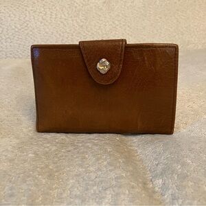 Vintage St Thomas Buffalo Calf Brown Gold Snap BiFold Wallet Coin 1970s Preppy